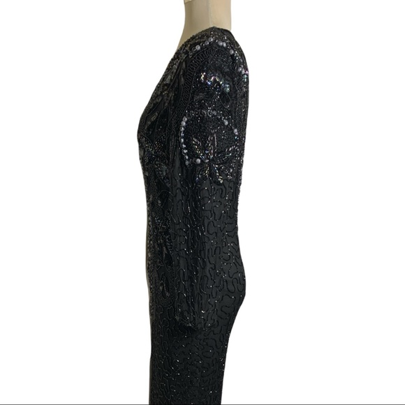 Vintage Luxury Backless Evening Gown Embellished Beading Size M - Picture 4 of 14